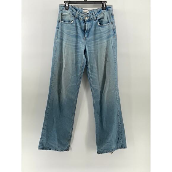ZARA Women's Light Blue Straight-Leg Denim Baggy-Fit Denim Five-Pocket Jean SZ 8 - Picture 1 of 10